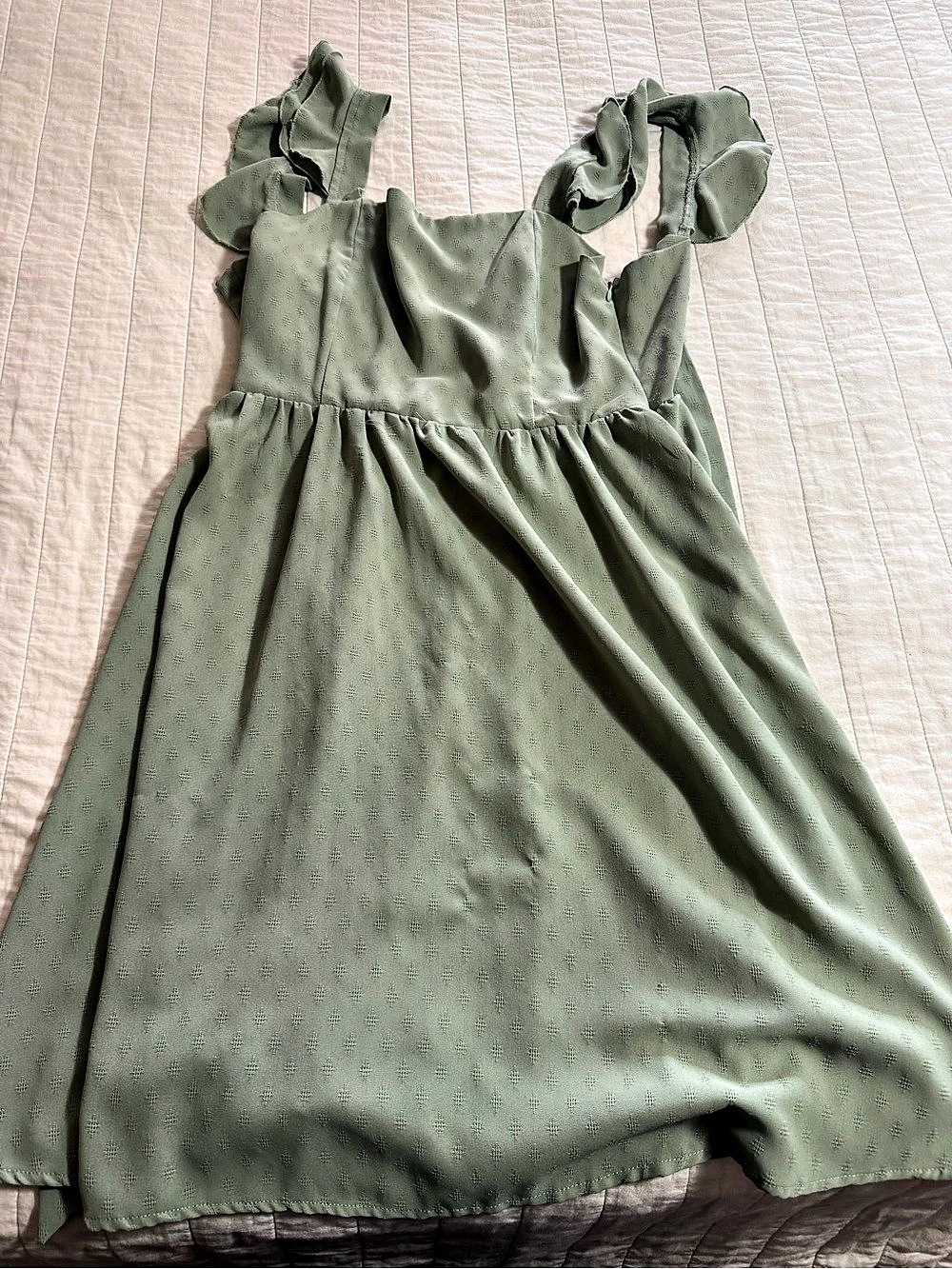 Green Ruffle Strap Mini Dress Like New